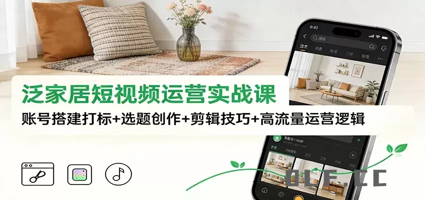 泛家居短视频运营实战课：账号搭建打标+选题创作+剪辑技巧+高流量运营逻辑