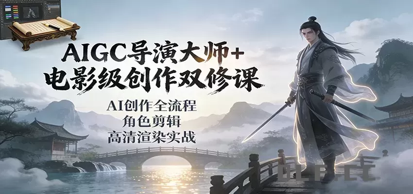 AIGC导演大师+电影级创作双修课：AI创作全流程、角色剪辑、高清渲染实战
