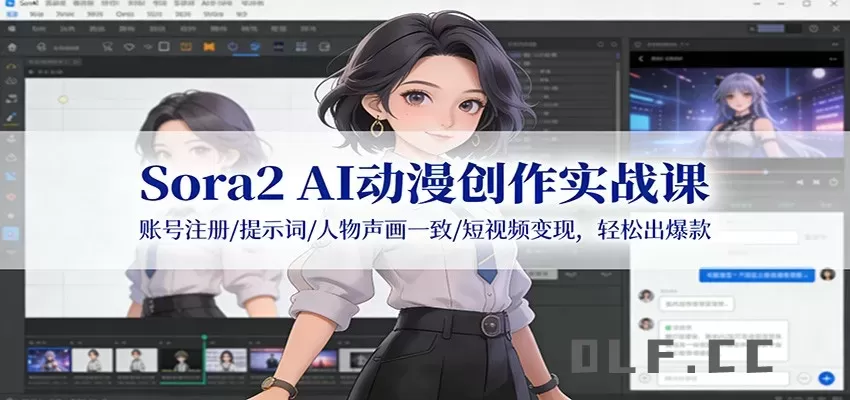 Sora2 AI动漫创作实战课：账号注册/提示词/人物声画一致/短视频变现，轻松出爆款