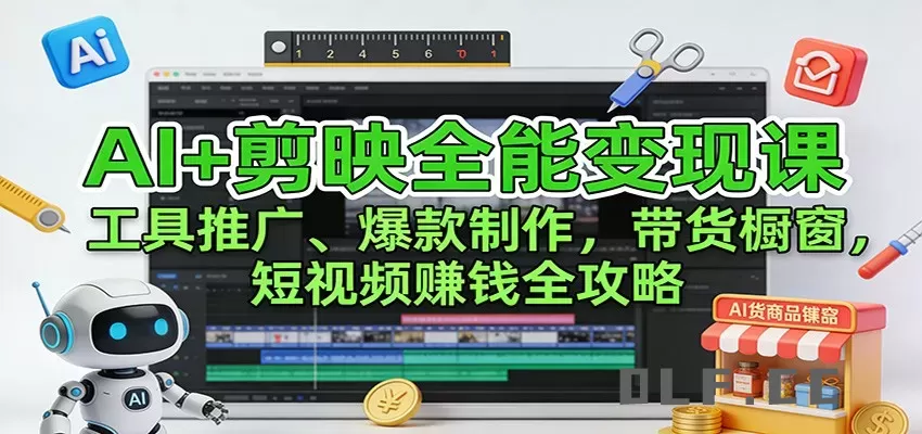 AI+剪映全能变现课：工具推广、爆款制作、带货橱窗，短视频赚钱全攻略