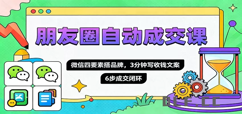 朋友圈自动成交课，微信四要素搭品牌，3分钟写收钱文案，6步成交闭环