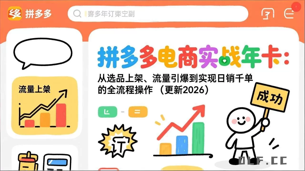 拼多多电商实战年卡：从选品上架、流量引爆到实现日销千单的全流程操作(更新2026