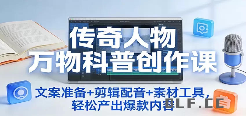 传奇人物万物科普创作课：文案准备+剪辑配音+素材工具，轻松产出爆款内容